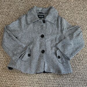 Oleg Cassini Black and Gray Pea Coat